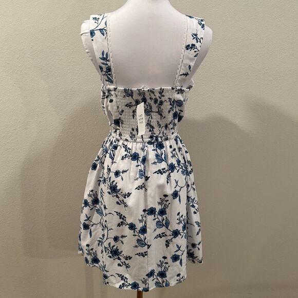 And Now This Blue White Floral Mini Dress Cottagecore Coquette Spring Medium NEW - Picture 2 of 9